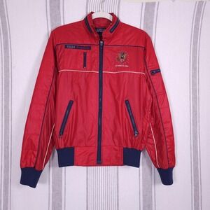 Vintage USA1 Jacket Mens Small Red Nylon Bomber Windbreaker Los Angeles 1984